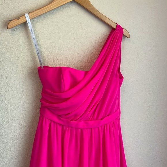 Bright pink one shoulder bridesmaid dress Alfred Angelo size 0 - Picture 2 of 7